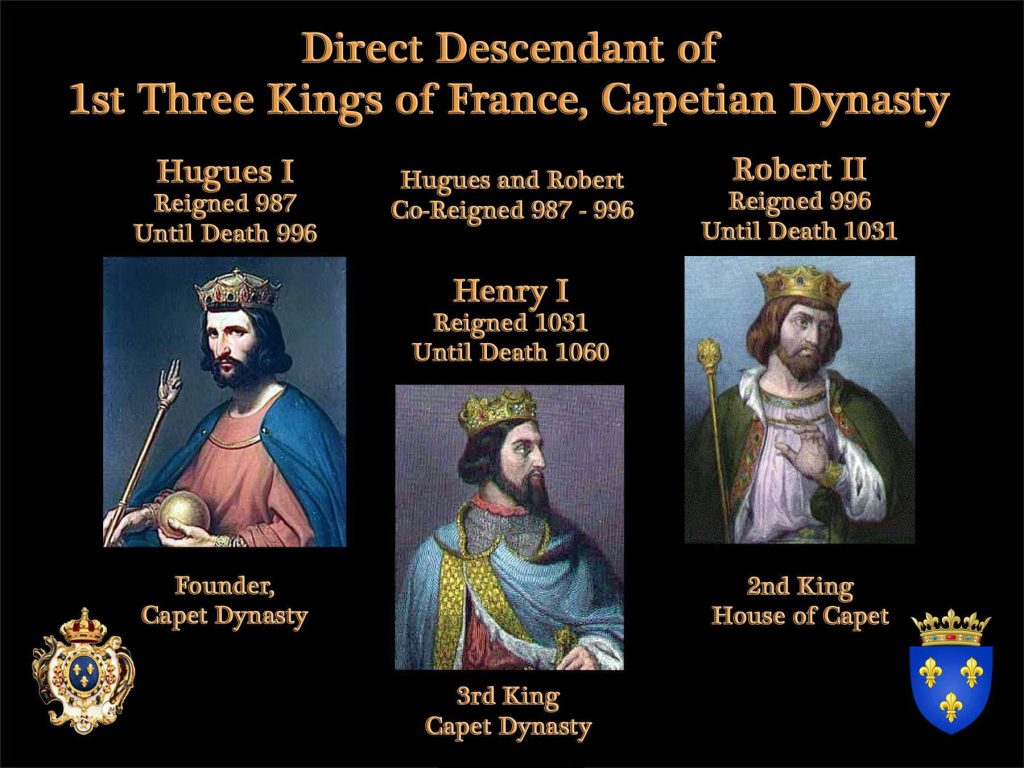 Direct descendant of the Kings of France Capetian Dynasty